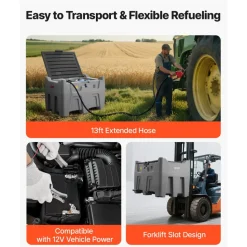 VEVOR Portable Diesel Tank, Separated 106 Gal Diesel & 8 Gal DEF Storage Tank, Leakproof Fuel Transfer Tanks with Pump & 13 Ft Hose, 10 GPM Flow Rate, Gas Storage Tanks for Easy Fuel Transportation