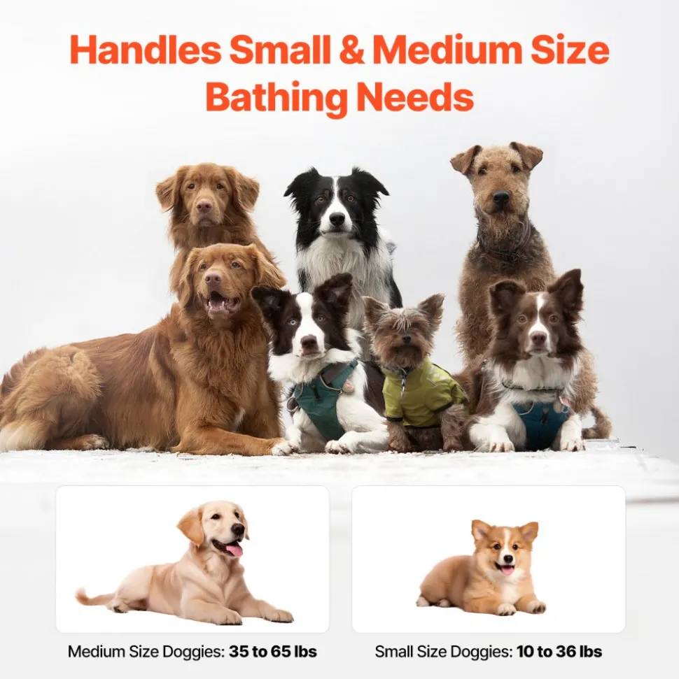 VEVOR Portable Dog Bathtub, Elevated & Foldable Space-saving Pet Shower Station with Efficient Drainage, Bathing Tub for Washing & Grooming Small and Medium Size Dogs and Cats Indoor & Outdoor, Grey