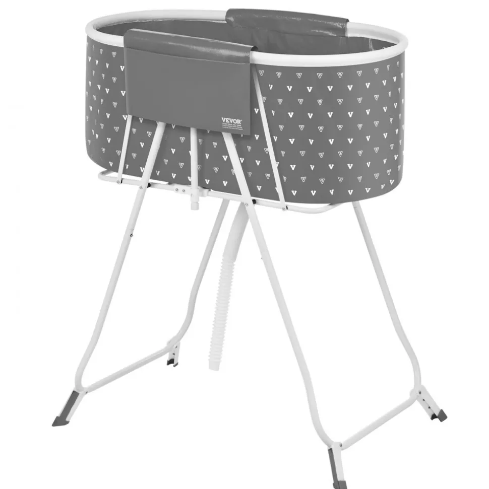 VEVOR Portable Dog Bathtub, Elevated & Foldable Space-saving Pet Shower Station with Efficient Drainage, Bathing Tub for Washing & Grooming Small and Medium Size Dogs and Cats Indoor & Outdoor, Grey