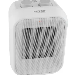 VEVOR Portable Electric Space Heater with Thermostat, 1000W/1500W 2-Level Adjustable Quiet Ceramic Heater Fan, 9 in Tip-Over Shutdown Flame-Retardant PP Small Heaters for Office Room Desk Indoor Use