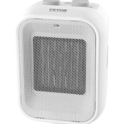 VEVOR Portable Electric Space Heater with Thermostat, 1000W/1500W 2-Level Adjustable Quiet Ceramic Heater Fan, 9 in Tip-Over Shutdown Flame-Retardant PP Small Heaters for Office Room Desk Indoor Use