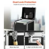 VEVOR Portable File Storage Box, 15.6 x 12.6 x 15 inch Internal Chest Size, Locking Mobile Business Case with Telescopic Handle, Hand pull File Case for Office Home, Offices, Hospitals, Banks