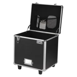 VEVOR Portable File Storage Box, 15.6 x 12.6 x 15 inch Internal Chest Size, Locking Mobile Business Case with Telescopic Handle, Hand pull File Case for Office Home, Offices, Hospitals, Banks
