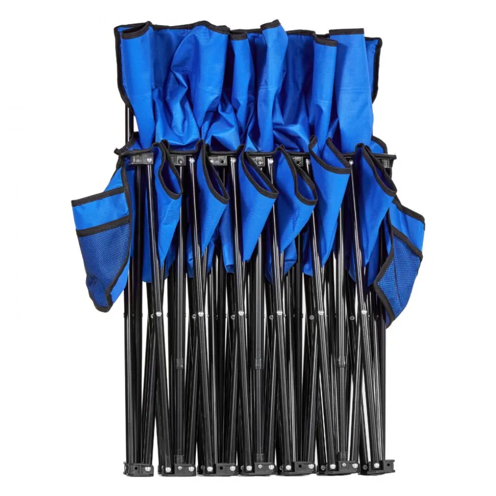 VEVOR Portable Folding Bench, 6 Seat Foldable Soccer Bench with Side Pockets and Carrying Bag, Lightweight Sideline Seating with Back Rest for Football, Baseball, Camping, Outdoor Events, Blue