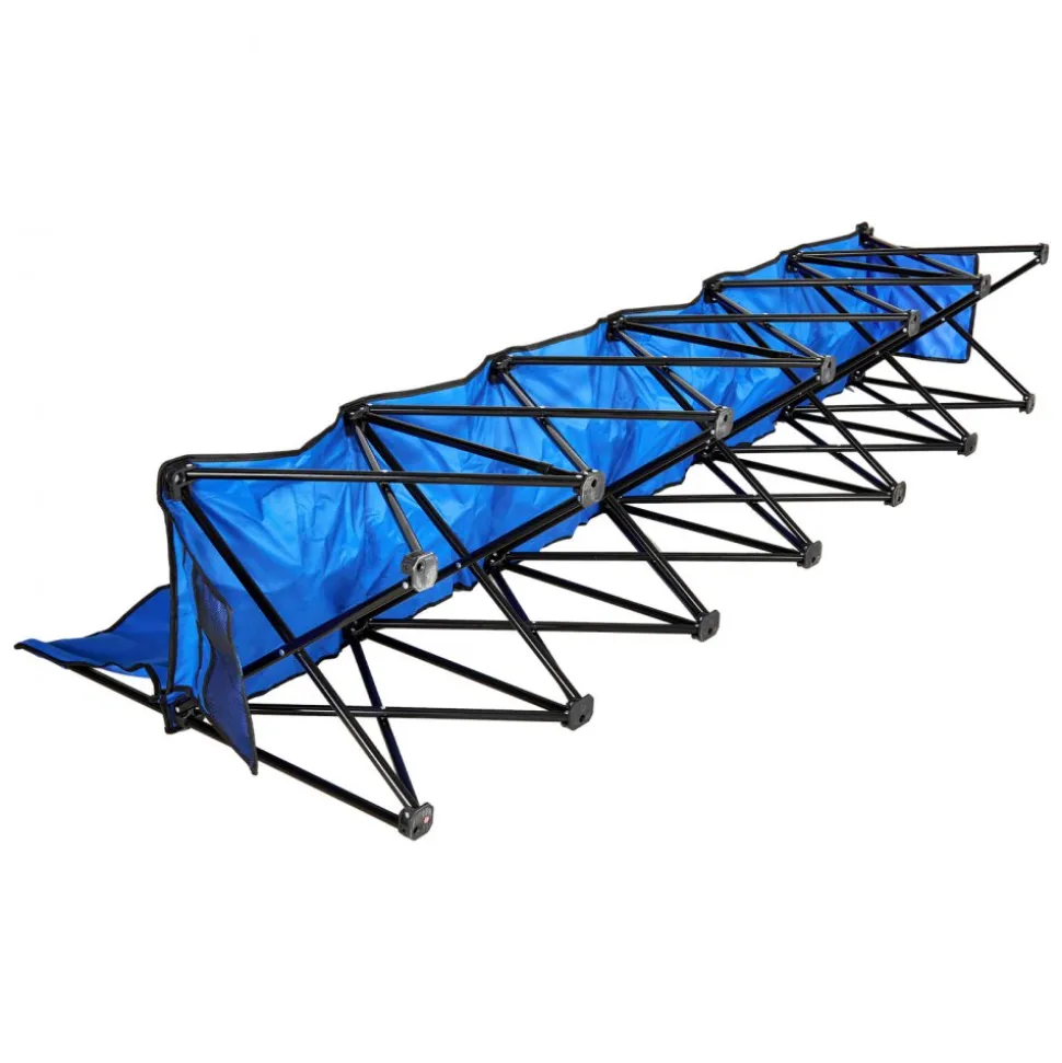VEVOR Portable Folding Bench, 6 Seat Foldable Soccer Bench with Side Pockets and Carrying Bag, Lightweight Sideline Seating with Back Rest for Football, Baseball, Camping, Outdoor Events, Blue