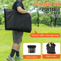 VEVOR Portable Folding Bench, 6 Seat Foldable Soccer Bench with Side Pockets and Carrying Bag, Lightweight 600D Oxford Fabric Sideline Seating, for Football, Baseball, Camping, Outdoor Events, Black