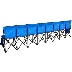 VEVOR Portable Folding Bench, 6 Seat Foldable Soccer Bench with Side Pockets and Carrying Bag, Lightweight Sideline Seating with Back Rest for Football, Baseball, Camping, Outdoor Events, Black
