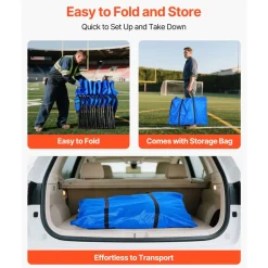 VEVOR Portable Folding Bench, 6 Seat Foldable Soccer Bench with Side Pockets and Carrying Bag, Lightweight Sideline Seating with Back Rest for Football, Baseball, Camping, Outdoor Events, Black