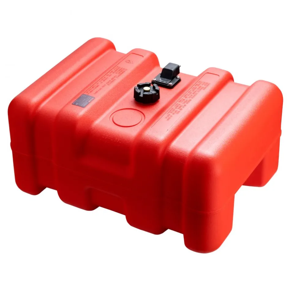 VEVOR Portable Fuel Tank, 12 Gallon/55L, Plastic Outboard Marine Tank with Hose, Easy to Carry for Yacht, Fishing, Deck Boats, Red