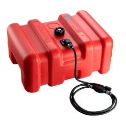 VEVOR Portable Fuel Tank, 12 Gallon/55L, Plastic Outboard Marine Tank with Hose, Easy to Carry for Yacht, Fishing, Deck Boats, Red