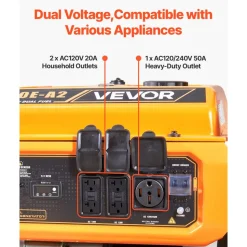 VEVOR Portable Generator, Gasoline 13500W Peak Watt & LPG 12000W Peak Watt Dual Fuel Generator, Home Backup Generators with Electric Start, Gasoline & LPG Powered, CO Sensor, 20A & 50A Outlets