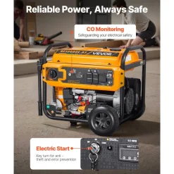 VEVOR Portable Generator, Gasoline 13500W Peak Watt & LPG 12000W Peak Watt Dual Fuel Generator, Home Backup Generators with Electric Start, Gasoline & LPG Powered, CO Sensor, 20A & 50A Outlets
