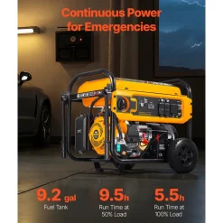 VEVOR Portable Generator, Gasoline 13500W Peak Watt, LPG 12000W Peak Watt & Natural Gas 11000W Peak Watt Tri-Fuel Generator, Home Backup Generators with Electric Start, Gas, LPG & Natural Gas Powered
