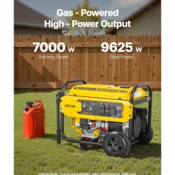 VEVOR Portable Generator, 9625W Peak Watt Home Generator, Backup Generators for Home with Foldable Handle, Electric Start, Gas Powered, CO Sensor, RV & Emergency Ready 30A & 20A Outlets, AVR