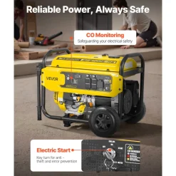 VEVOR Portable Generator, 9625W Peak Watt Home Generator, Backup Generators for Home with Foldable Handle, Electric Start, Gas Powered, CO Sensor, RV & Emergency Ready 30A & 20A Outlets, AVR