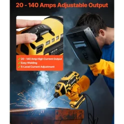VEVOR Portable Handheld Welding Machine, 20-140A Portable ARC Welder with 5-Level Current Adjustment & IGBT Inverter, 110V Handheld Stick Welder with Hot Start Function Fit for 1/16
