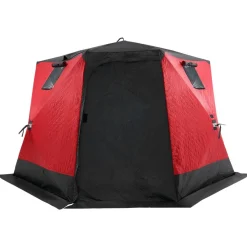 VEVOR Portable Ice Shelter, 4-6 Person Insulated Pop-Up Ice Fishing Tent, 50 Square Feet Fishable Area, Thermal Ice Shanty for Winter Fishing, Ice Cube with Anchors, Ropes, Carrying Bag, 130