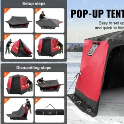VEVOR Portable Ice Shelter, 4-6 Person Insulated Pop-Up Ice Fishing Tent, 50 Square Feet Fishable Area, Thermal Ice Shanty for Winter Fishing, Ice Cube with Anchors, Ropes, Carrying Bag, 130