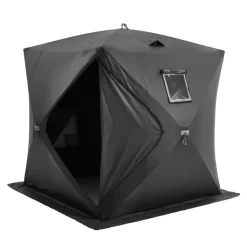 VEVOR Portable Ice Shelter, 3-4 Person Pop-Up Ice Fishing Tent, 35 Square Feet Fishable Area, Ice Shanty for Winter Fishing, Waterproof Oxford Ice Cube with Anchors/Ropes/Carrying Bag, 71