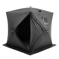VEVOR Portable Ice Shelter, 3-4 Person Pop-Up Ice Fishing Tent, 35 Square Feet Fishable Area, Ice Shanty for Winter Fishing, Waterproof Oxford Ice Cube with Anchors/Ropes/Carrying Bag, 71