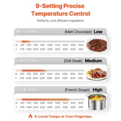 VEVOR Portable Induction Cooktop, 1800W Commercial Induction Burner with 9 Temperature Settings, Stainless Steel Countertop Induction Hot Plate with 3H Timer, Child Lock, for Restaurant Cooking