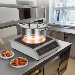 VEVOR Portable Induction Cooktop, 1800W Commercial Induction Burner with 9 Temperature Settings, Stainless Steel Countertop Induction Hot Plate with 3H Timer, Child Lock, for Restaurant Cooking