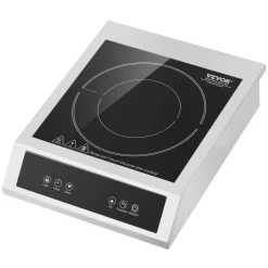 VEVOR Portable Induction Cooktop, 1800W Commercial Induction Burner with 9 Temperature Settings, Stainless Steel Countertop Induction Hot Plate with 3H Timer, Child Lock, for Restaurant Cooking