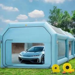 VEVOR Portable Inflatable Paint Booth, 28x15x10ft Inflatable Spray Booth, Car Paint Tent with Air Filter System & 2 Blowers, Upgraded Blow Up Spray Booth Tent, Auto Paint Workstation, Car Parking Gara