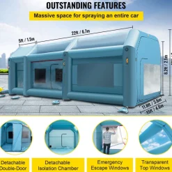 VEVOR Portable Inflatable Paint Booth, 28x15x10ft Inflatable Spray Booth, Car Paint Tent with Air Filter System & 2 Blowers, Upgraded Blow Up Spray Booth Tent, Auto Paint Workstation, Car Parking Gara