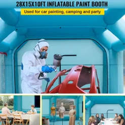 VEVOR Portable Inflatable Paint Booth, 28x15x10ft Inflatable Spray Booth, Car Paint Tent with Air Filter System & 2 Blowers, Upgraded Blow Up Spray Booth Tent, Auto Paint Workstation, Car Parking Gara