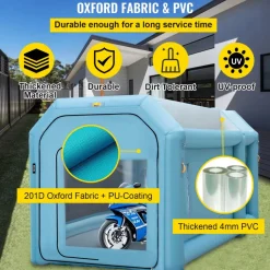 VEVOR Portable Inflatable Paint Booth, 13 x 8 x 8ft Inflatable Spray Booth, Car Paint Tent with Air Filter System & 2 Blowers, Upgraded Blow Up Spray Booth Tent, Auto Paint Workstation Motorcycle Gara