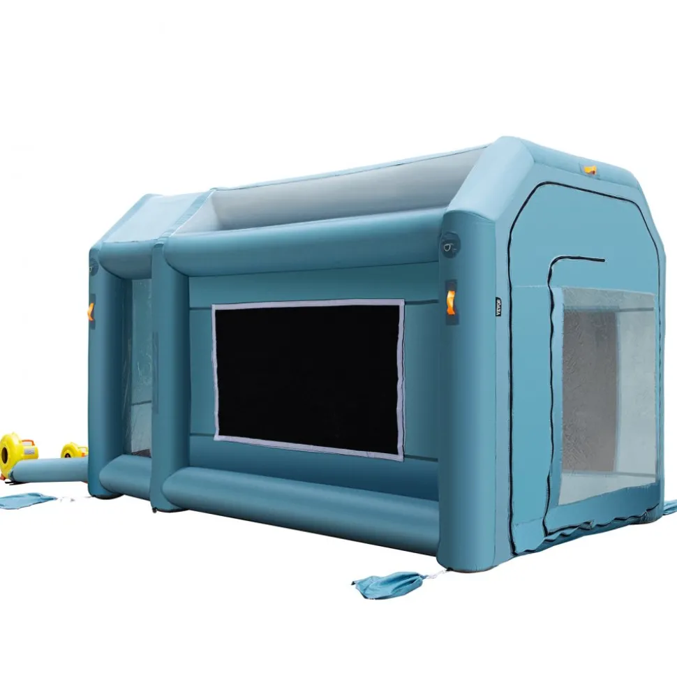 VEVOR Portable Inflatable Paint Booth, 13 x 8 x 8ft Inflatable Spray Booth, Car Paint Tent with Air Filter System & 2 Blowers, Upgraded Blow Up Spray Booth Tent, Auto Paint Workstation Motorcycle Gara