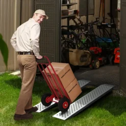 VEVOR Portable Loading Ramps, 2 Pcs 47.2 x 8.5 in, Durable Aluminum Shed Ramp Set with Anti-Slip Holes, Compact Design and Easy Storage, 880 Lbs Weight Capacity, for ATV, Tractors, Lawn Mowers, Carts