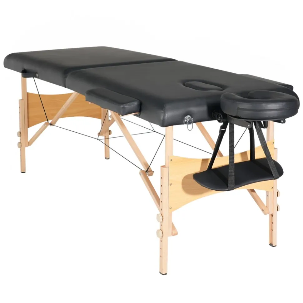 VEVOR Portable Massage Table 28" W, 2 Folding Lightweight Massage Table, 8-Level Height Adjustable Salon Tattoo Bed, Spa Table with Headrest, Armrests, Hand Pallet & Carrying Bag, 600LBS