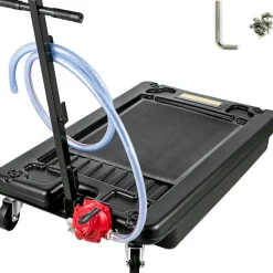 VEVOR Portable Oil Drain Pan with Pump 64L Oil Drain Pan 17 Gallon Low Profile Oil Drain Pan with 8' Hose for SUV Car and Trucks