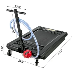 VEVOR Portable Oil Drain Pan with Pump 64L Oil Drain Pan 17 Gallon Low Profile Oil Drain Pan with 8' Hose for SUV Car and Trucks