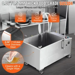 VEVOR Portable Oil Filtering Unit, 38L Capacity, 10 L/min Filtering Speed, Equipped with Swivel Casters and Oil Hose, Ideal for Restaurant and Burger Shop Use
