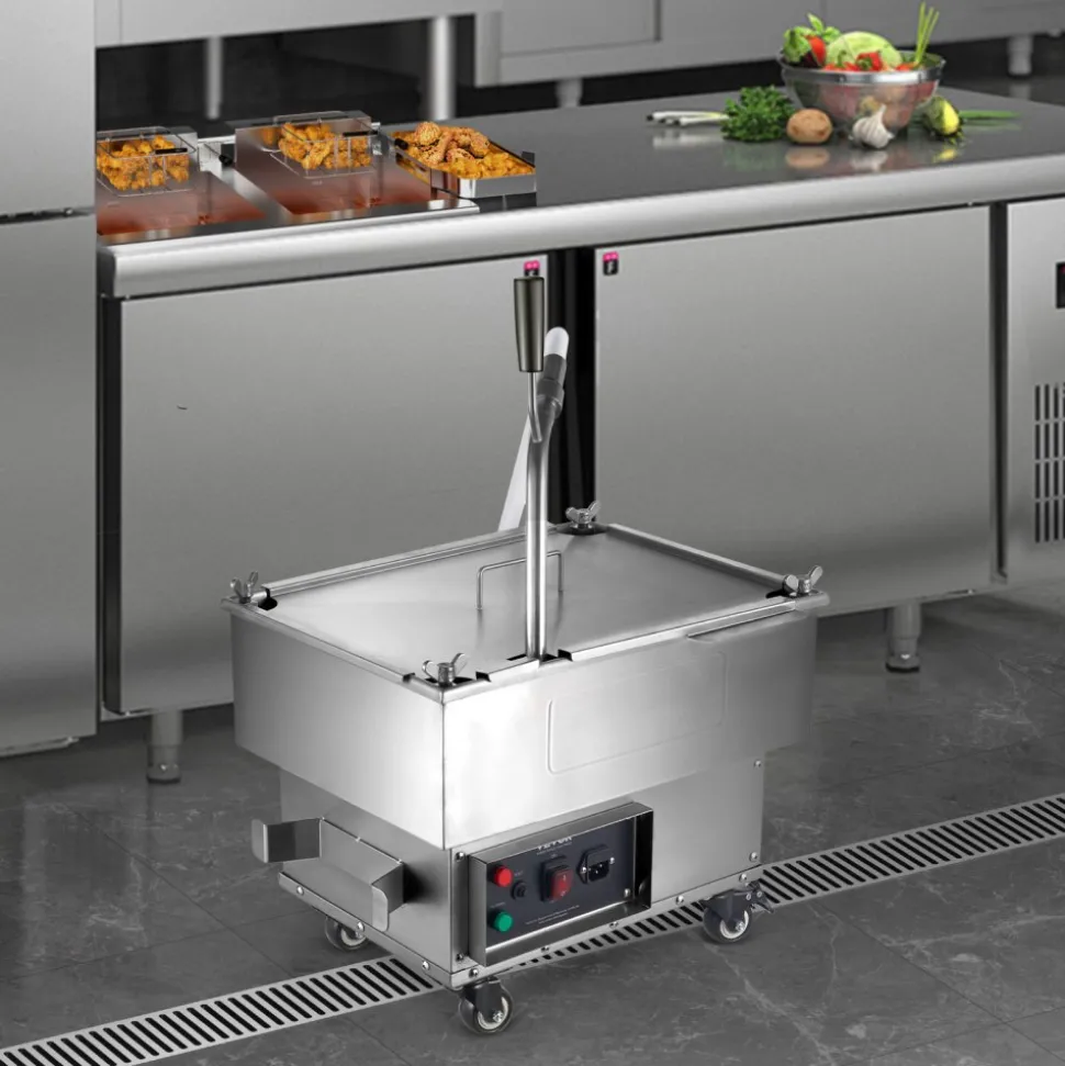 VEVOR Portable Oil Filtering Unit, 18L Capacity, 10 L/min Filtering Speed, Equipped with Swivel Casters and Oil Hose, Ideal for Fast Food Venues