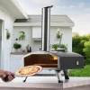 VEVOR Portable Outdoor Oven, 12-inch Pizza Oven, Pellet & Chips & Charcoal Tri-Fuel, Iron Spray Pizza Grill, Includes 210° Rotatable Pizza Stone, Scoop, Ideal for Camping & Backyard, Black