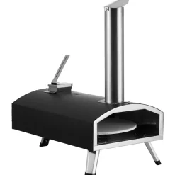 VEVOR Portable Outdoor Oven, 12-inch Pizza Oven, Pellet & Chips & Charcoal Tri-Fuel, Iron Spray Pizza Grill, Includes 210° Rotatable Pizza Stone, Scoop, Ideal for Camping & Backyard, Black