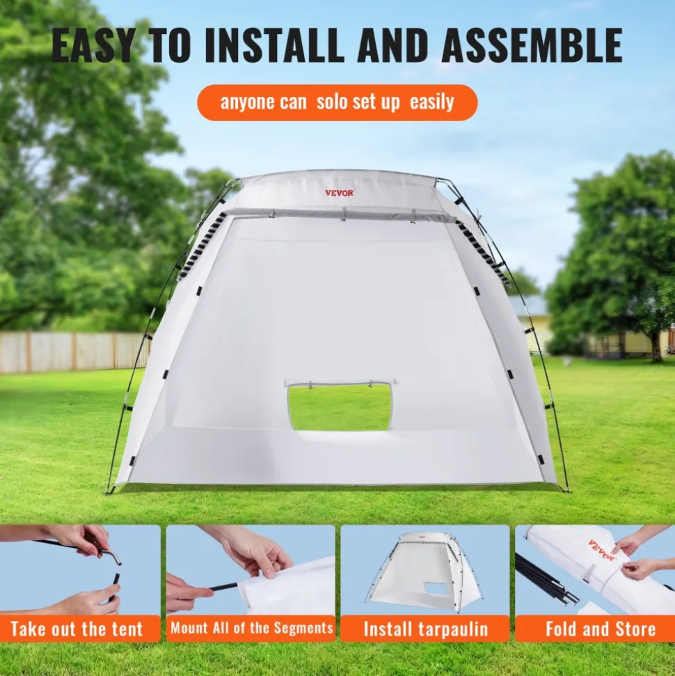 VEVOR Portable Paint Booth, Larger Spray Paint Tent with Built-in Floor & Mesh Screen, Painting Tent Station for Furniture DIY Hobby Tool, 7.5x5.2x5.2ft Spray Paint Shelter