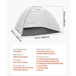 VEVOR Portable Paint Booth Tent, 116.14 x 114.96 x 79.53 inch Painting Tent Station, Spray Shelter with Built-in Floor & Mesh Screen, Large Space, Oxford Spray Painting Tents for Cupboard, Chairs