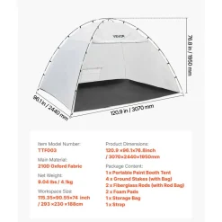 VEVOR Portable Paint Booth Tent, 115.35 x 90.55 x 74 inch Painting Tent Station, Spray Shelter with Built-in Floor & Mesh Screen, Large Space, Oxford Spray Painting Tents for Cupboard, Chairs, Tables