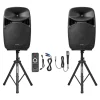 VEVOR Portable PA System, 2000W (PMPO) Powered, Sound System Set with 3 Channel Mixer, Dual Speakers, Wireless Bluetooth, Microphone, Compact Stands, USB & SD Inputs, Remote Control, for DJs Events