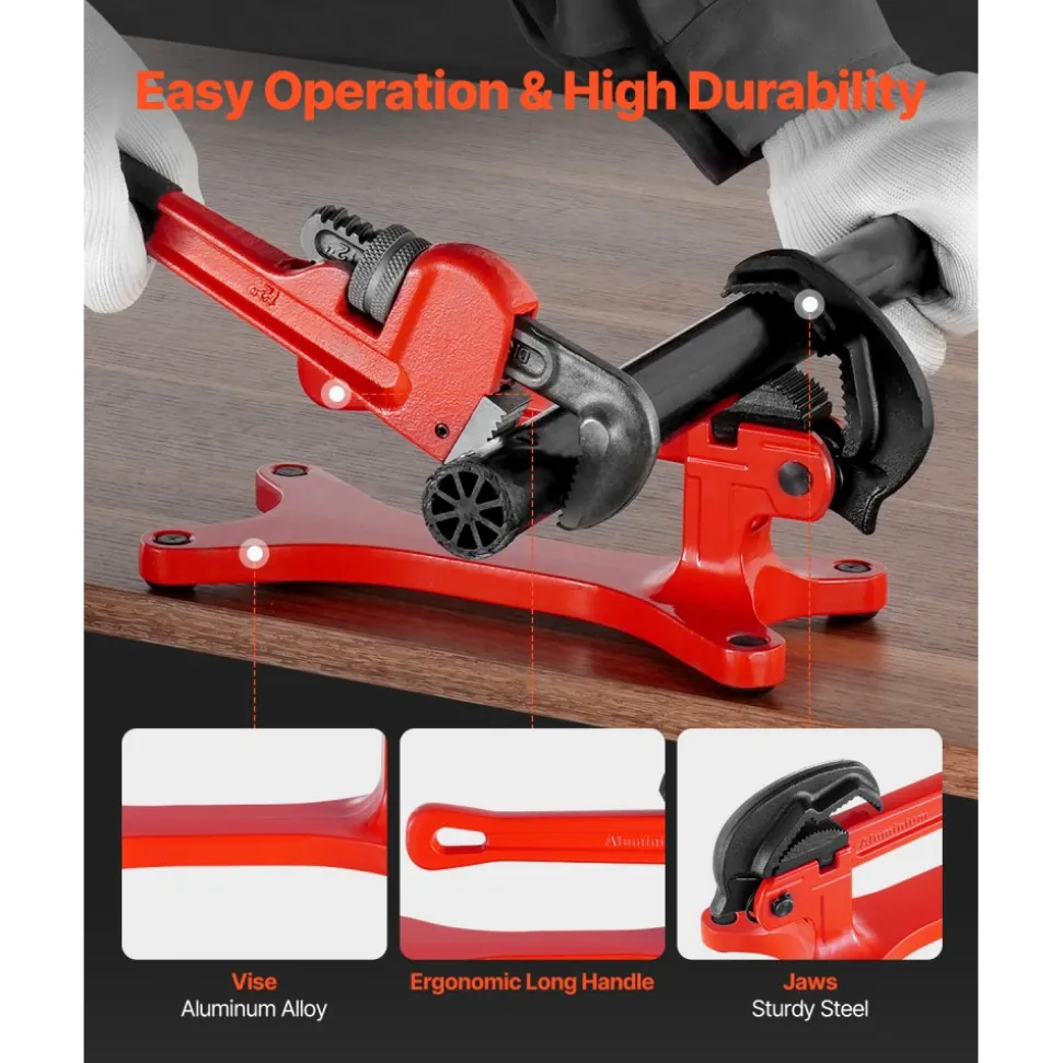 VEVOR Portable Pipe Vise, Lightweight Aluminum Pipe Vise with 1/8" to 1-1/2" Clamping Capacity, Ideal for Onsite Plumbing Installation, Repair, and Maintenance