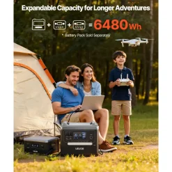 VEVOR Portable Power Station, 2400W Portable Solar Generator with 2PCS * 200W Foldable Solar Panels, 2160Wh Expandable LiFePO4 Battery Backup with 10 Output Ports for Home Backup Outdoor Camping RV