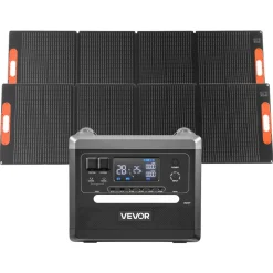 VEVOR Portable Power Station, 2400W Portable Solar Generator with 2PCS * 200W Foldable Solar Panels, 2160Wh Expandable LiFePO4 Battery Backup with 10 Output Ports for Home Backup Outdoor Camping RV