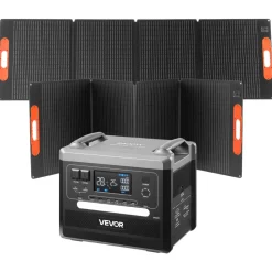 VEVOR Portable Power Station, 2400W Portable Solar Generator with 2PCS * 200W Foldable Solar Panels, 2160Wh Expandable LiFePO4 Battery Backup with 10 Output Ports for Home Backup Outdoor Camping RV