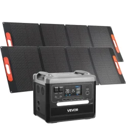 VEVOR Portable Power Station, 2400W Portable Solar Generator with 2PCS * 200W Foldable Solar Panels, 2160Wh Expandable LiFePO4 Battery Backup with 10 Output Ports for Home Backup Outdoor Camping RV