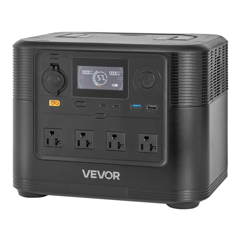 VEVOR Portable Power Station, 1800W Solar Generator Power Station, 1008Wh LiFePO4 Battery Backup with 9 Output Ports for for Home Emergency, Outdoor Camping, RV Travel (Solar Panel NOT Included)